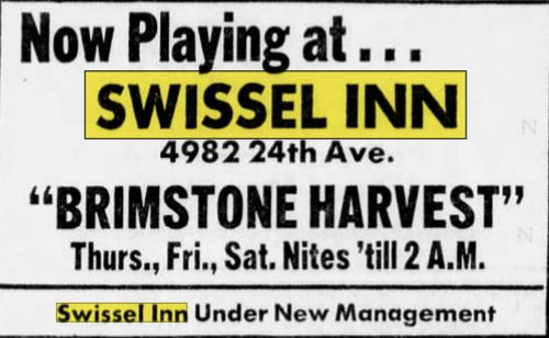 Swissel Inn - Sept 1972 Brimstone Harvest
